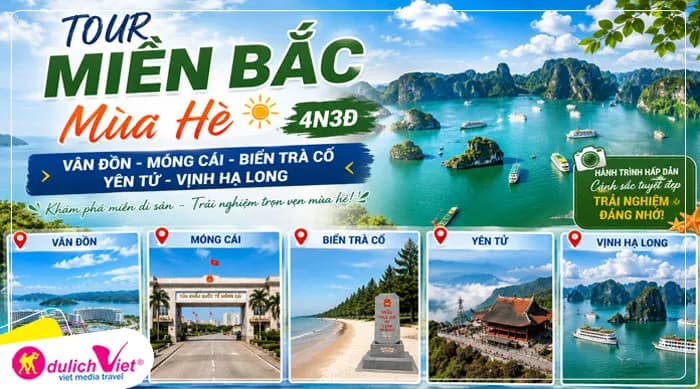 TOUR MIỀN BẮC MÙA HÈ 4N3Đ | VÂN ĐỒN - MÓNG CÁI - BIỂN TRÀ CỔ - YÊN TỬ - VỊNH HẠ LONG | ĐẶC QUYỀN GIÁ SUN PHUQUOC AIRWAYS
